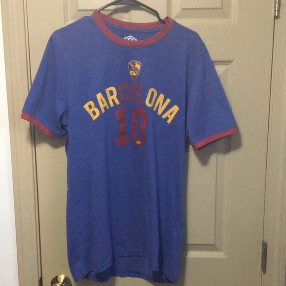 Blue BARCELONA FC #10 Lionel Messi Ringer T-Shirt Jersey Size Large NWOT - Picture 1 of 5